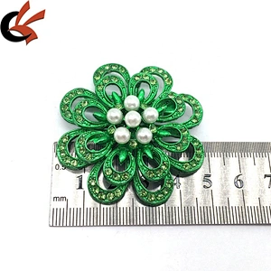 High quality rhinestone crystal green alloy metal brooches flower pin brooch For women garment