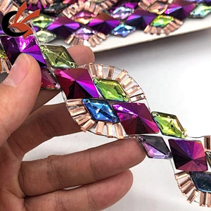 Sparkle unique crystal rhinestone gems iron on trims heat transfer diamante tape