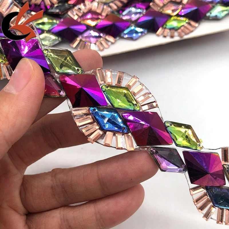 Sparkle unique crystal rhinestone gems iron on trims heat transfer diamante tape