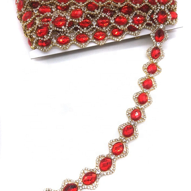 28mm oval Costume jewelry Red Crystal Cup Rhinestone Trimming