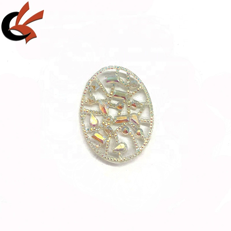 Oval shape hollow white AB resin loose rhinestones