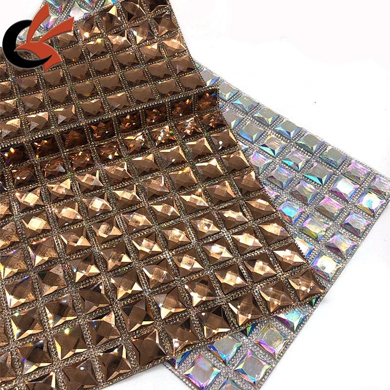 Various colors can choose large size square glass crystal iron on heat transfer mesh sheet