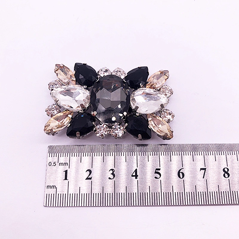 rectangle Silver Rhinestone Shoe Clip Buckle With acrylic crystal