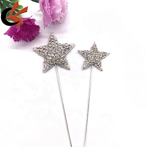 Hot sale Cup Cake topper star shape metal rhinestone crystal cake topper