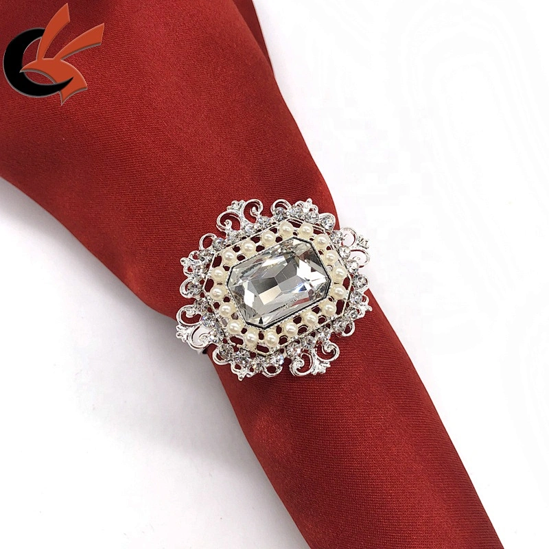 New Arrival vintage pearl and rhinestone napkin ring napkin holders for table decoration