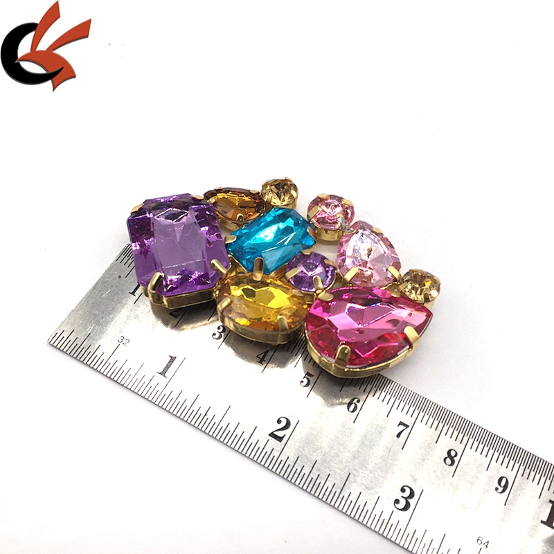 Guangzhou factory shoe accessories welding colored crystal clip on shoe buckle clip for women sandal