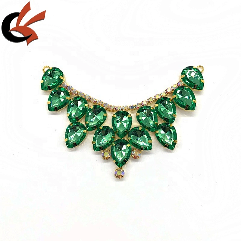 Factory Making New Design Green Rhinestone Bikini Connectors Rhinestone Metal Chain Connector