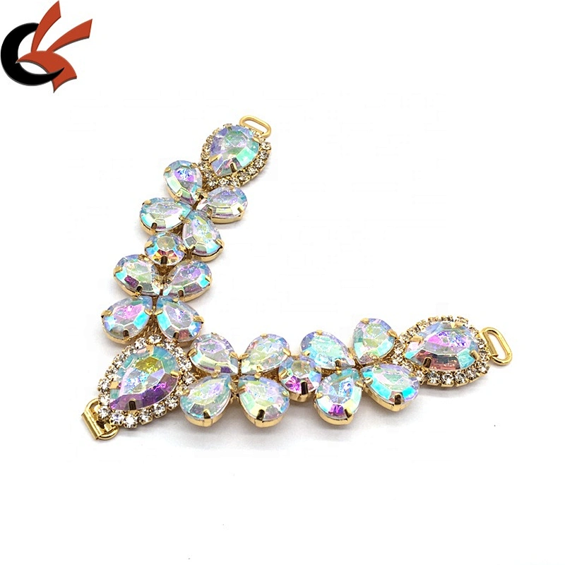 Custom made shoe accessories rhinestone beads shoe buckle shoe chain for women flat slipper