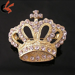 Vintage Royal Crown Bridal Bouquet Crystal Diamante Rhinestone Brooch Pin