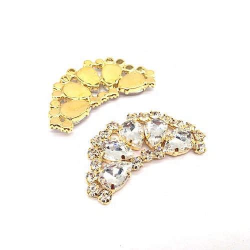 Handmade Flat Back Metal Glass Beads Jewelry Buckle For Garment Accessories