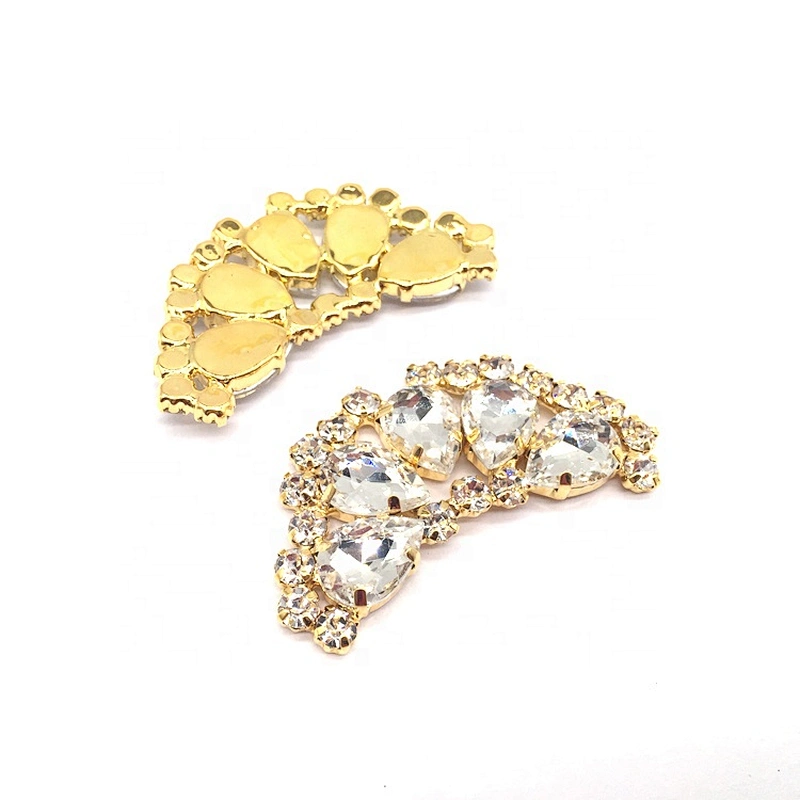 Handmade Flat Back Metal Glass Beads Jewelry Buckle For Garment Accessories