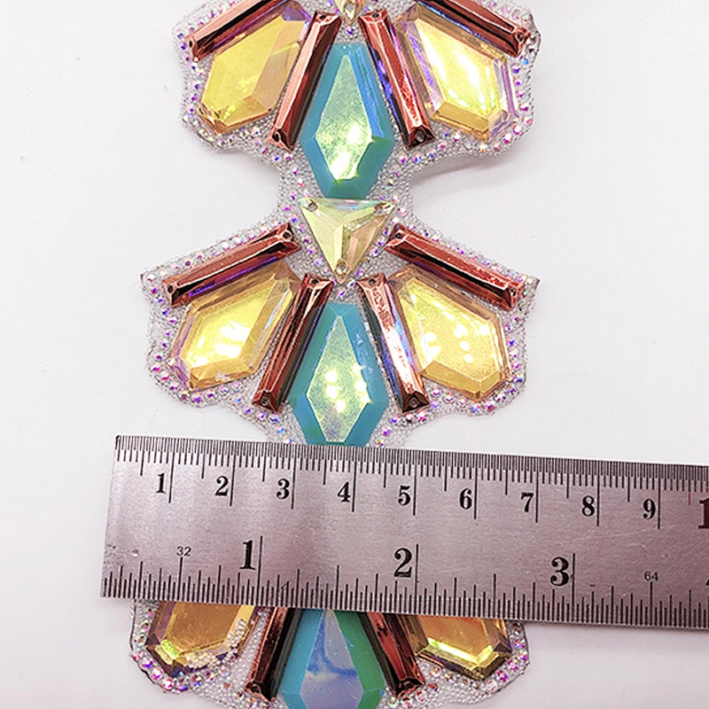 Customized 1 yard Fancy hot fix resin stone trimming  iron on epoxy stone trim wholesale