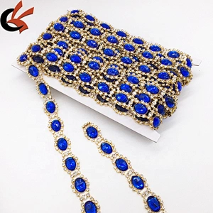 Various colors in stock long crystal bluk rhinestone beads trims colored rhinestone trimming edging chain