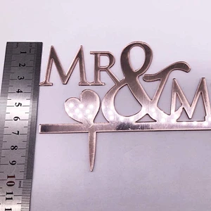 Wholesale acrylic love cake topper in rose gold color