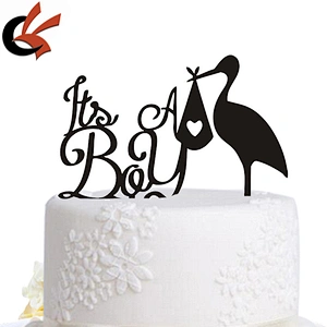 Baby Shower Acrylic Cake Topper Its a Boy Blue Stork Rustic cake topper
