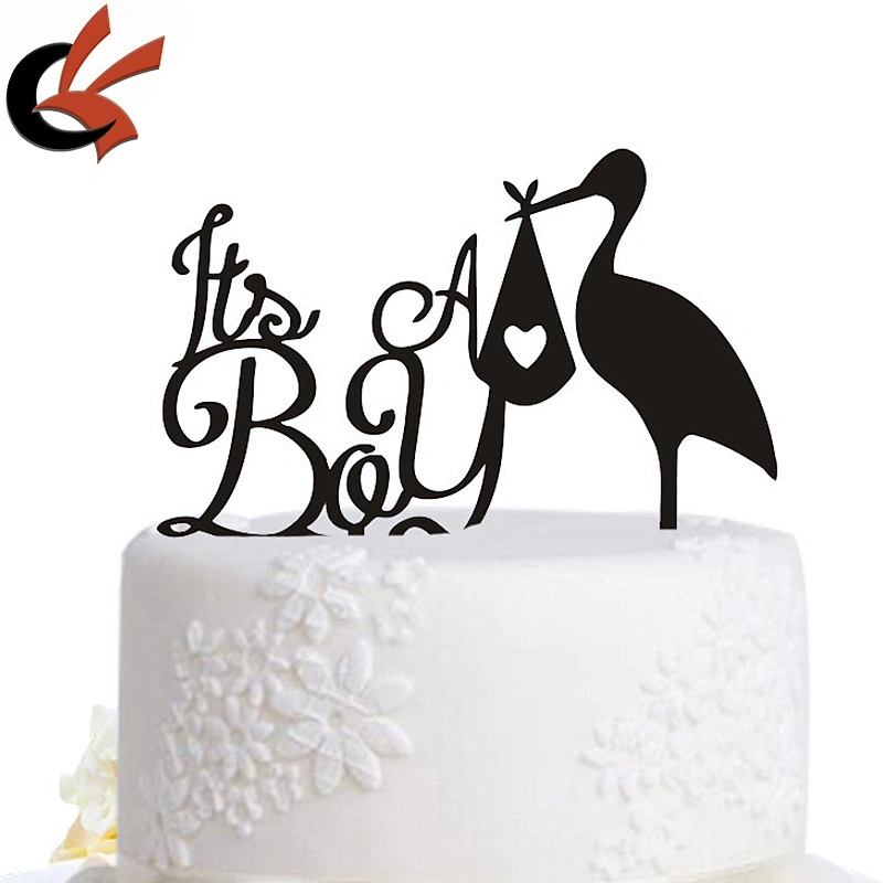 Baby Shower Acrylic Cake Topper Its a Boy Blue Stork Rustic cake topper