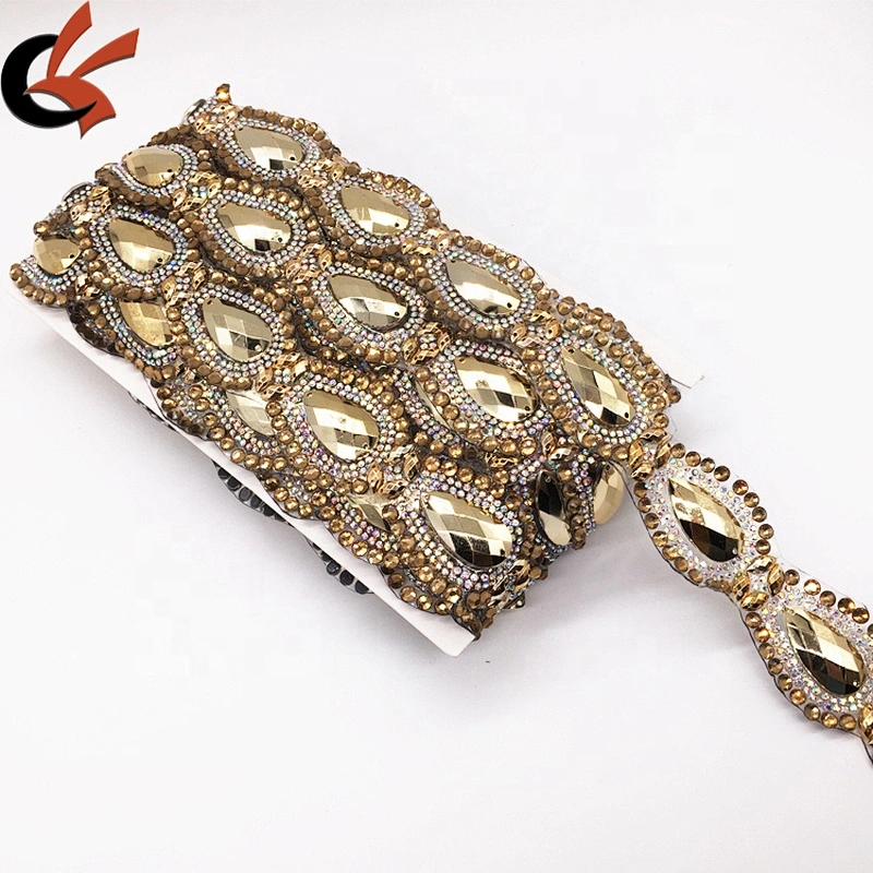 Creating gold iron rhinestone applique trimming hotfix rhinestone transfer tape for garments