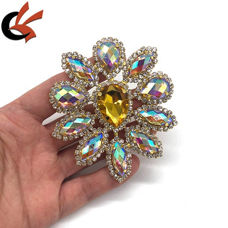 beautiful yellow AB crystal diamante rhinestone appliques embellishment