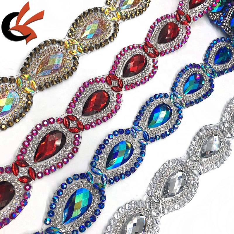 Various colors to choose teardrop shape hot fix fancy rhinestone trimming