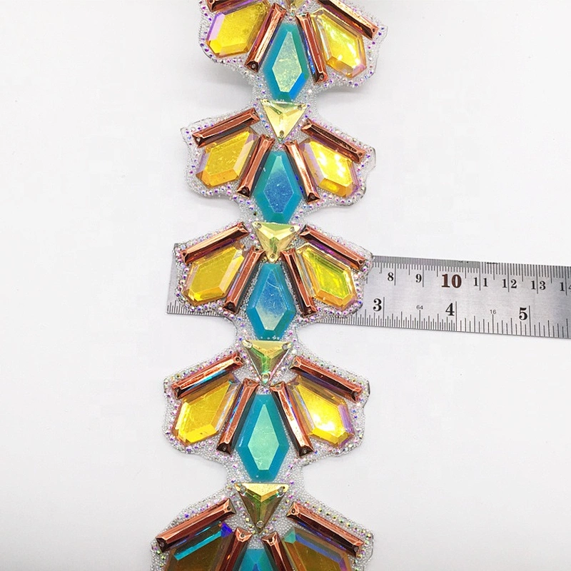 custom wholesale DIY decoration colors resin tape hot fix rhinestone ribbon chain trimming