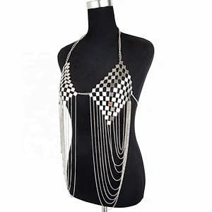 New Product Hot Selling Sequin Metal Bra Clothing Chain Long Tassel Layered Sexy Slave Body Bikini Chain