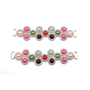DIY Pearl Bling protective washable design flower rhinestone bikini connector for swimwear accessories