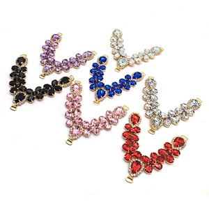 Fancy handmade diamante sew on rhinestone shoe chain buckle acrylic colors bikini connector