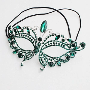 Mesmerizing Marquise party mask Crystal Rhinestone Masquerade Venetian Mardi Gras Party Mask with Satin Tie Back