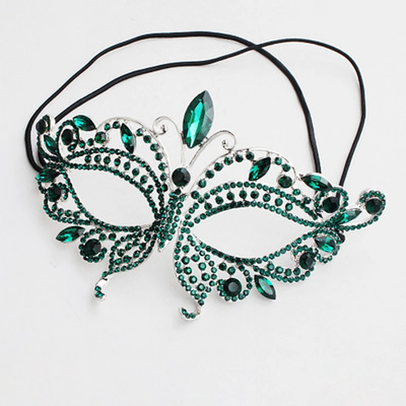 Mesmerizing Marquise party mask Crystal Rhinestone Masquerade Venetian Mardi Gras Party Mask with Satin Tie Back