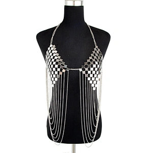 New Product Hot Selling Sequin Metal Bra Clothing Chain Long Tassel Layered Sexy Slave Body Bikini Chain