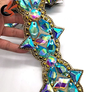 Factory customized heat transfer rhinestone trims iron on diamante waist trimming