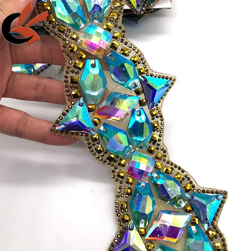 Factory customized heat transfer rhinestone trims iron on diamante waist trimming