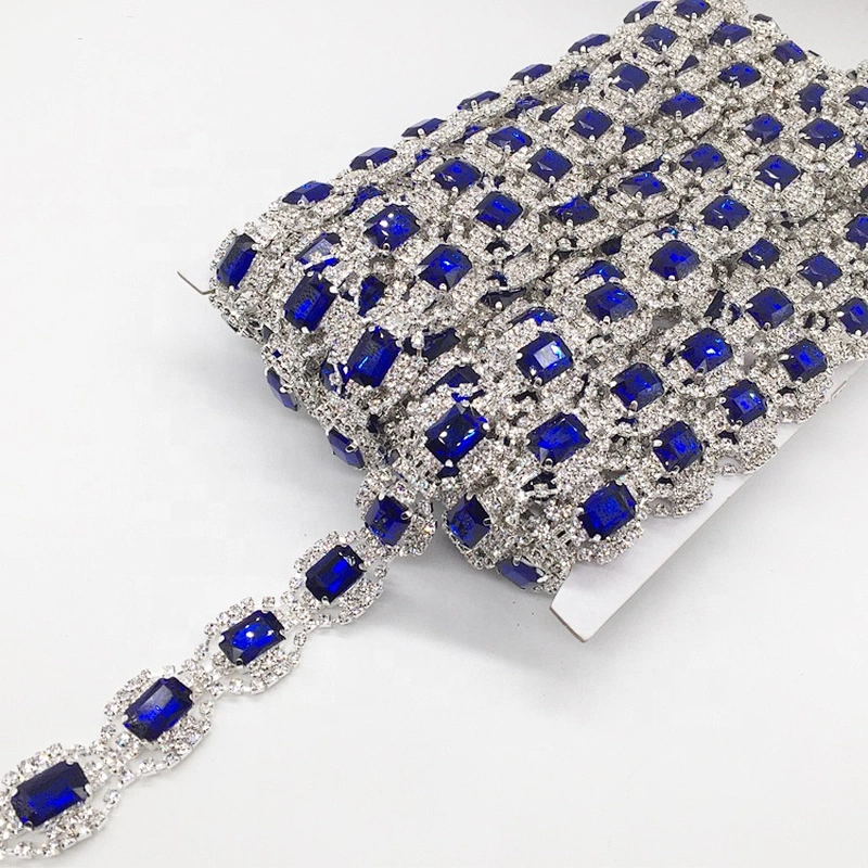 High Quality new style royal blue jewelry crystal rhinestone trims for clothing decoration