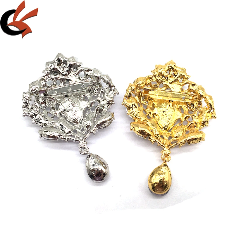 Luxury alloy corsage jewelry crown rhinestone brooch collar crystal brooch pins for women dress shirt