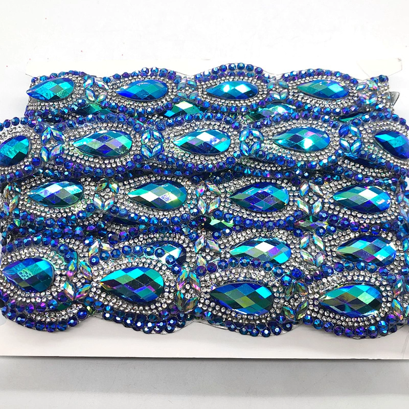 Customized new design Carnival Dress Decorative Hot Fix Resin Rhinestone Trimming Motif Wholesale