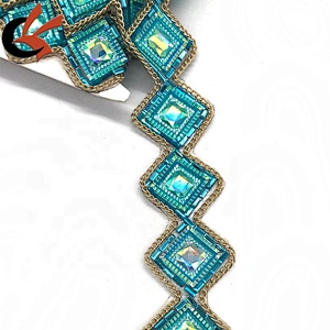 New design costume embellishment iron on fancy rhinestone chain hot fix tape trimming