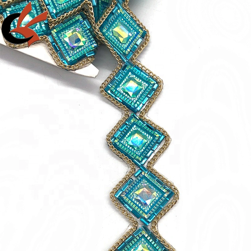 New design costume embellishment iron on fancy rhinestone chain hot fix tape trimming