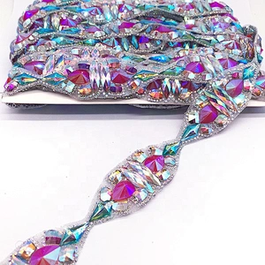 Iron on Stretch  Crystal Rhinestone Banding Trimming For dancing dress clothing