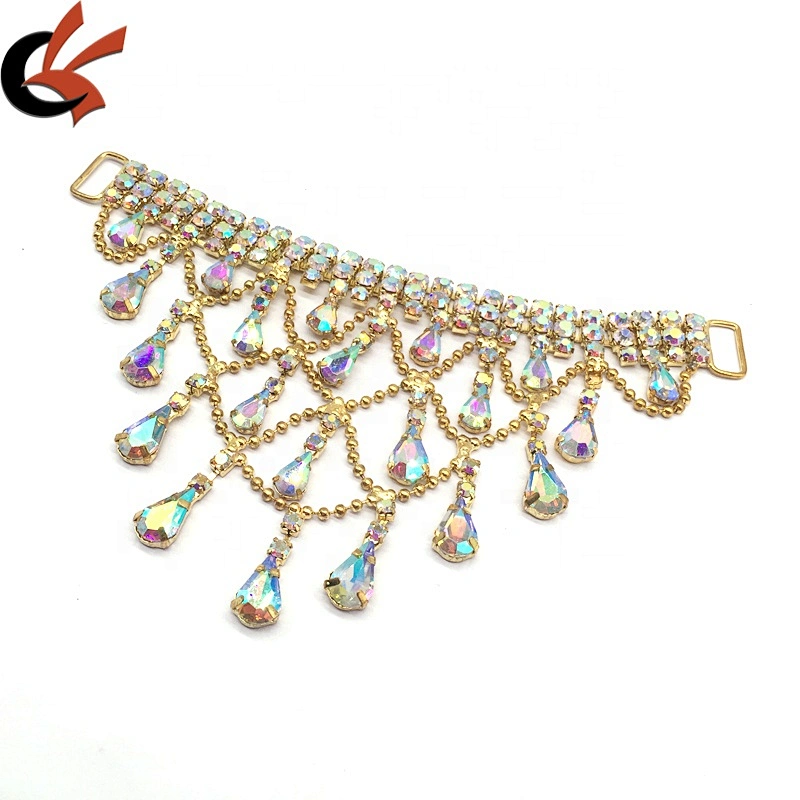 Hot sale sexy beach suit jewelry teardrop pendant bikinis swimwear rhinestone connector for bikini suit