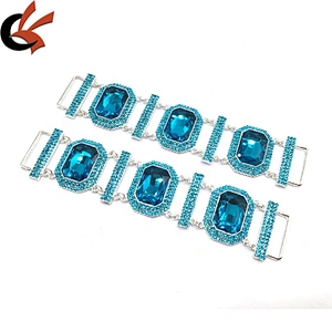 Factory Price Women Rhinestone Jewelry Turquoise Glass Silver Plated Crystal Metal Bikini Connector