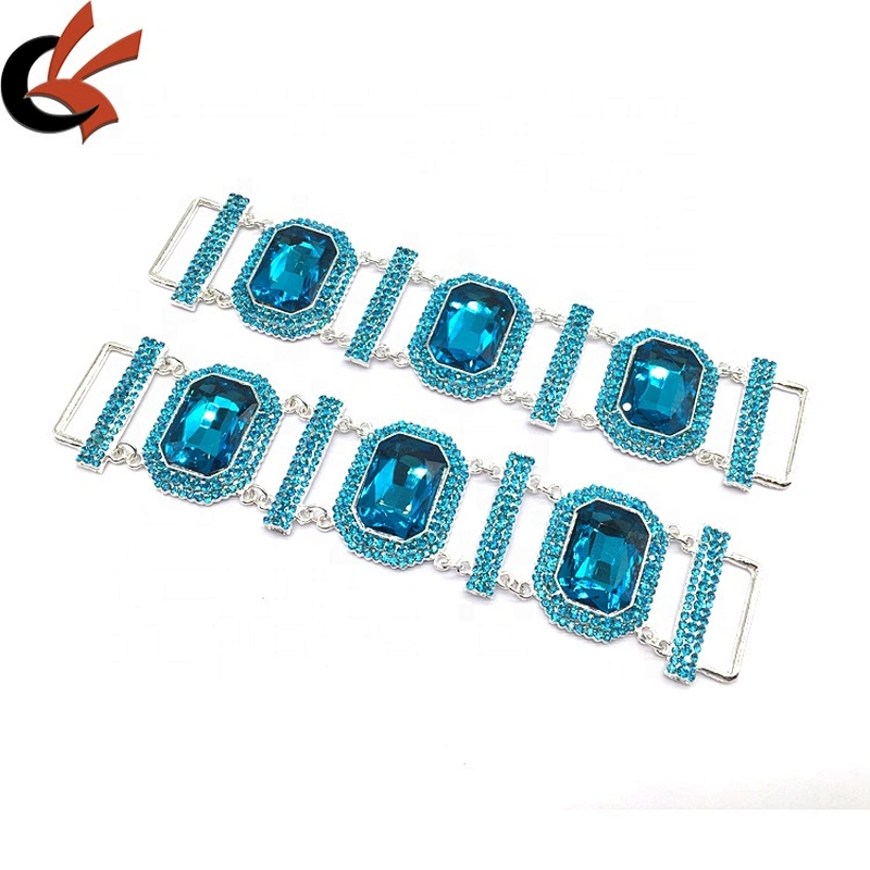 Factory Price Women Rhinestone Jewelry Turquoise Glass Silver Plated Crystal Metal Bikini Connector