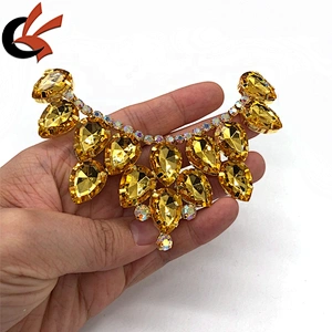 NPC IFBB Competition Luxury yellow gold crystal Bikini swimwear suits rhinestone Connectors