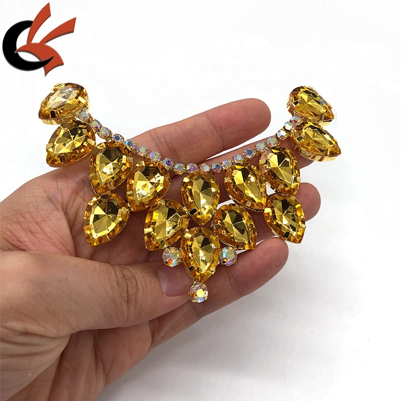 NPC IFBB Competition Luxury yellow gold crystal Bikini swimwear suits rhinestone Connectors