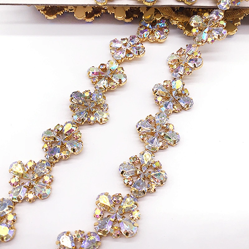 Cheap price Factory gold rhinestone trimming for hair accessories