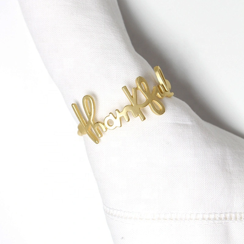 New Fashion 2021 Custom Alloy Metal First Alphabet Letter Gold And Silver Napkin Ring For Thanksgiving