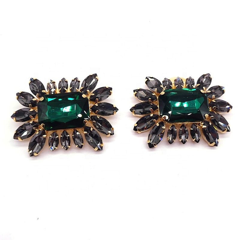 high quality 5*4.5cm  green rhinestone shoe clip for shoe decoration