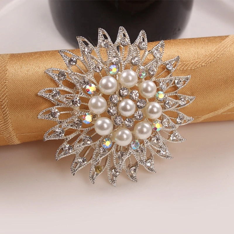 hot selling wedding table decoration crystal jewelry rhinestone gold silver plated napkin ring