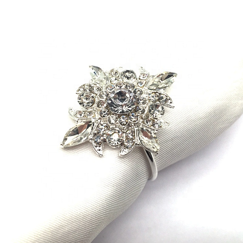 6 Pieces/Pack Napkin Rings Low Price Silver Metal Rose Gold Table Crystal Napkin Rings For Wedding Table