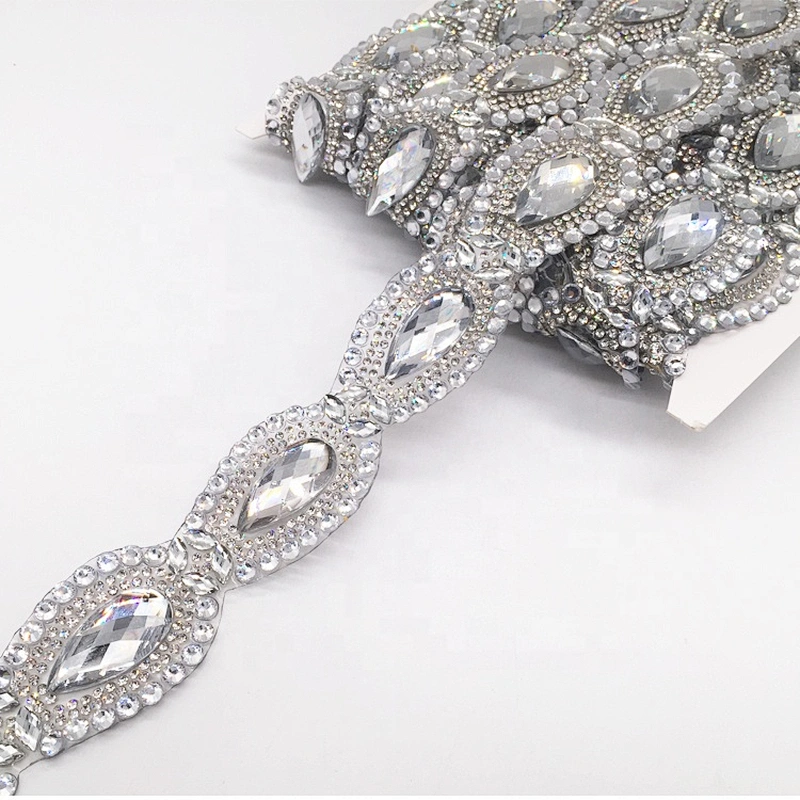 China factory iron on crystal rhinestone resin stone hot melt adhesive trims chain for clothing