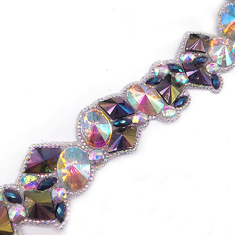 China supplier of Carnival costumes colorful iron on resin rhinestone trimming